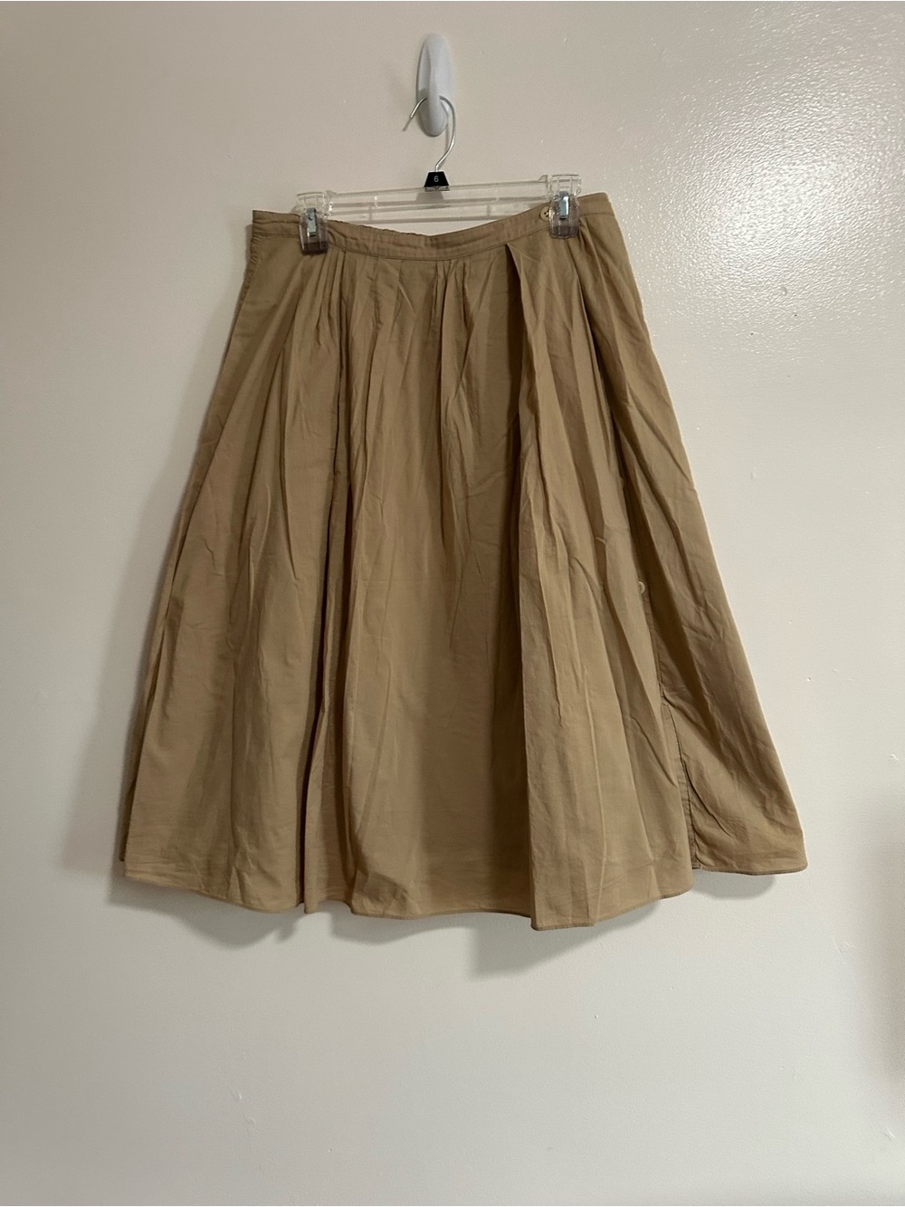 Alex Mill A-Line Side Button Layered Midi Skirt, Tan, Size Large